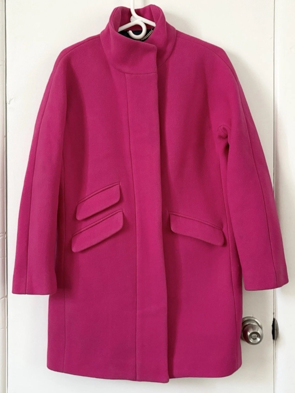 J Crew Cocoon Pink Italian Stadium Cloth Nello Gori Wool Long Coat Jacket Sz 4 - Picture 3 of 16